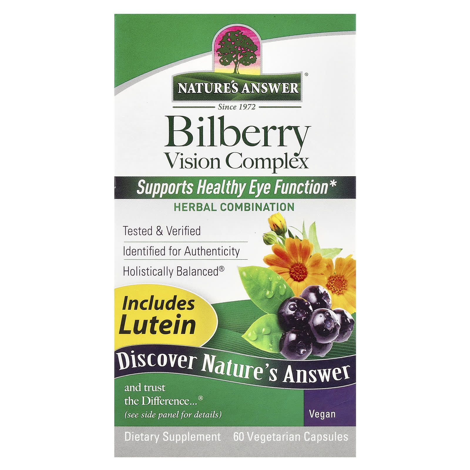 Nature's Answer, Bilberry Vision Complex, 60 Vegetarian Capsules - Image 1