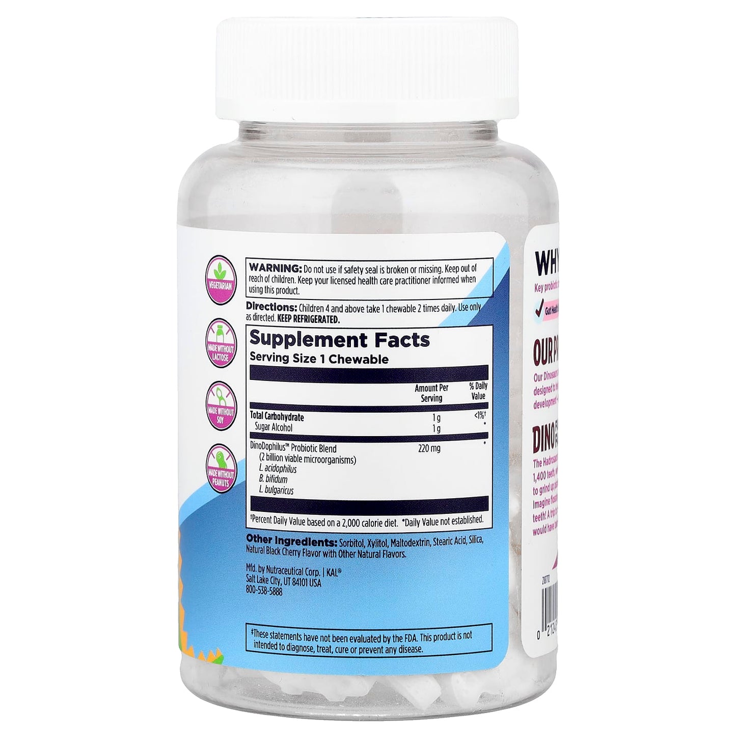 KAL, Dinosaurs®, Dino-Dophilus™ Probiotic, Black Cherry, 60 Chewables - Image 2