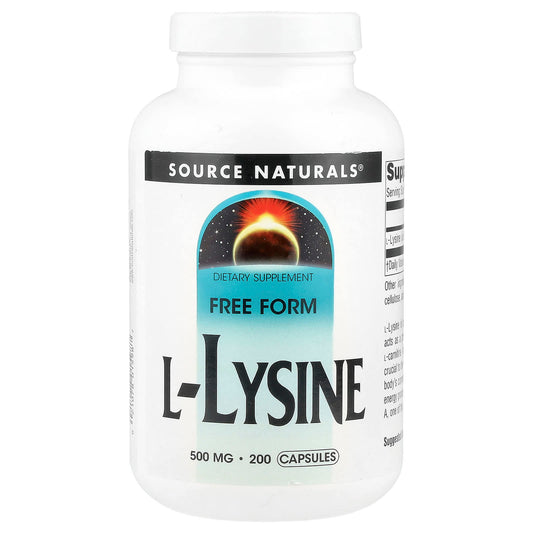Source Naturals, L-Lysine, 500 mg, 200 Capsules - Image 1