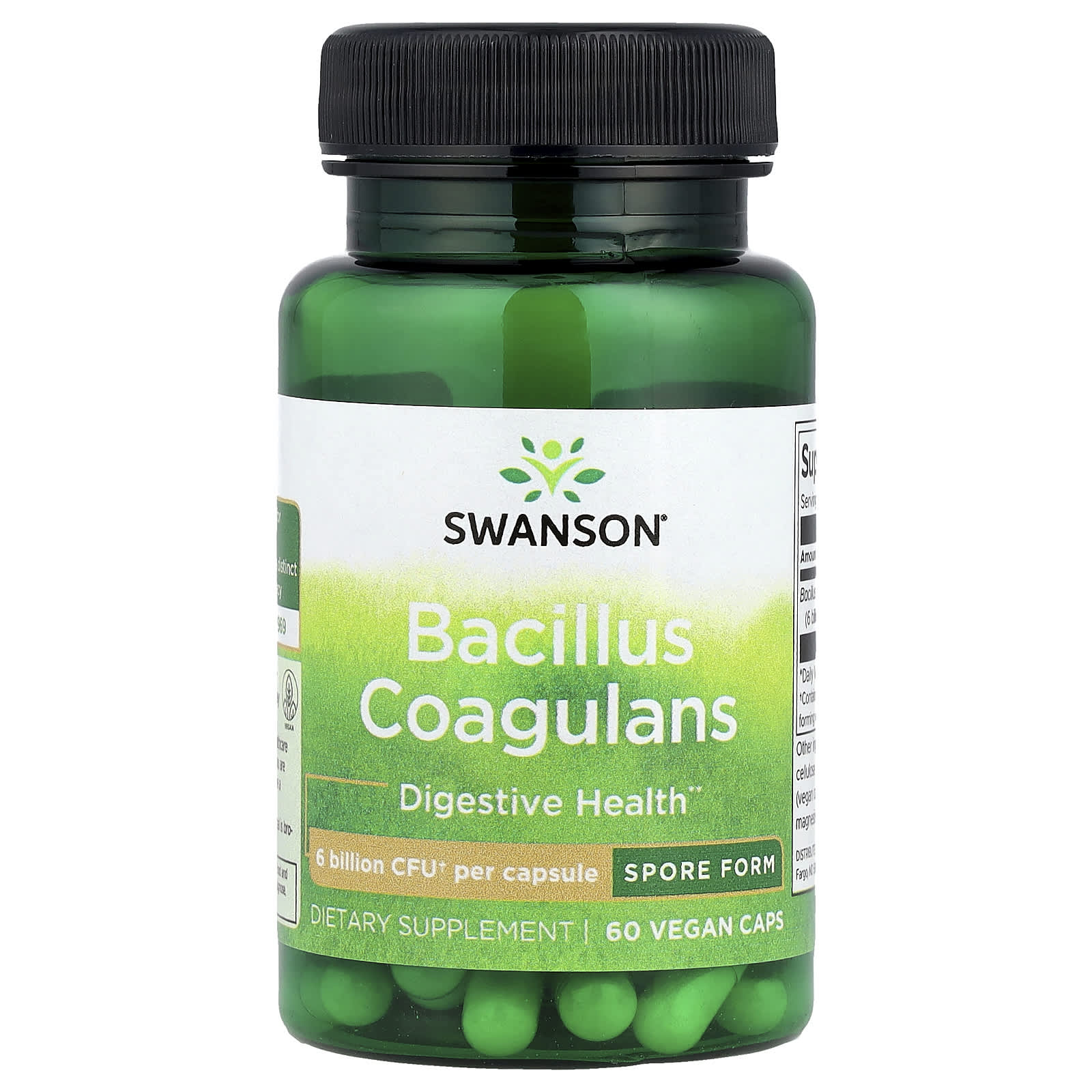 Swanson, Bacillus Coagulans, 6 Billion CFU, 60 Vegan Caps - Image 1