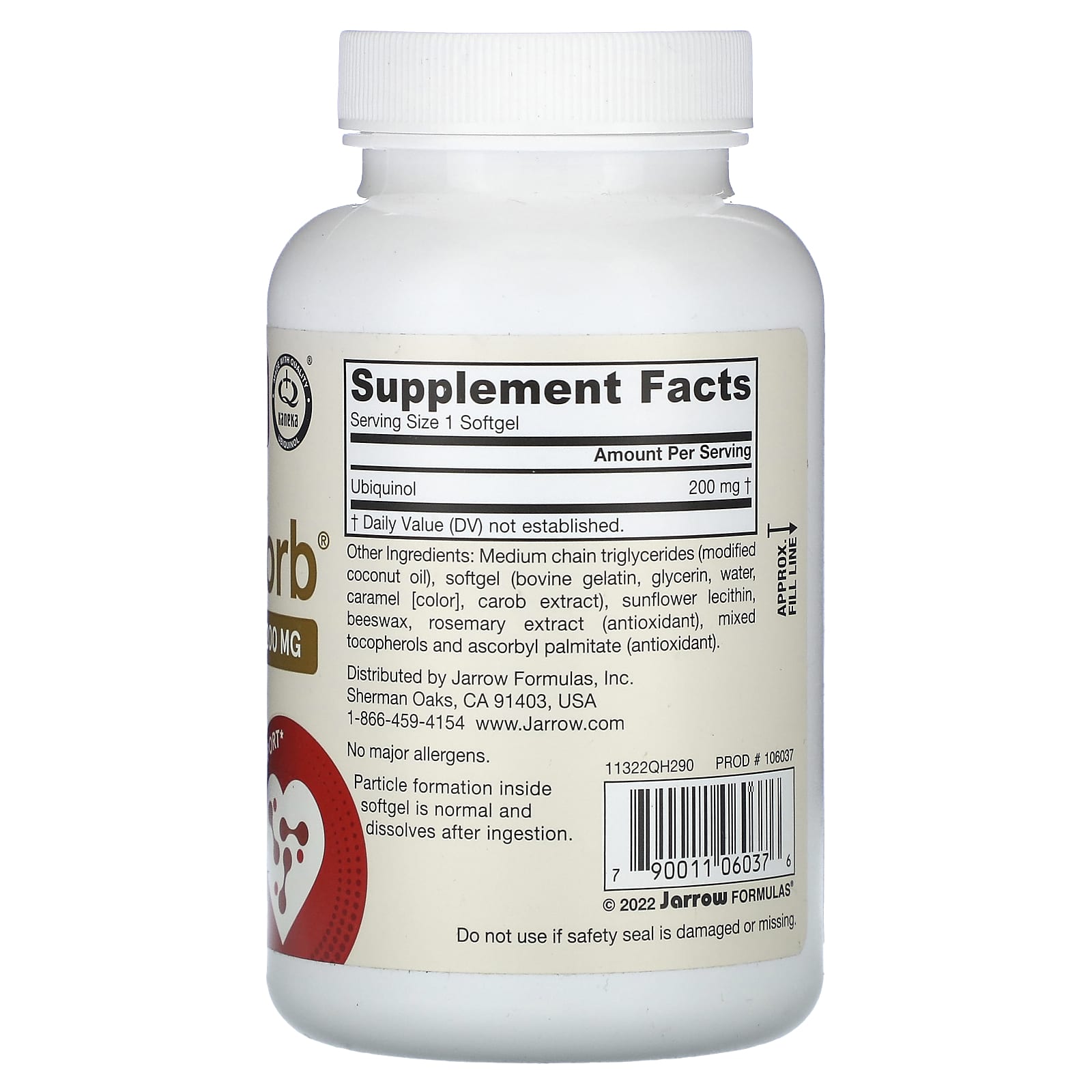 Jarrow Formulas Ubiquinol QH-Absorb Max Absorption 200mg 90 Softgels - Image 2
