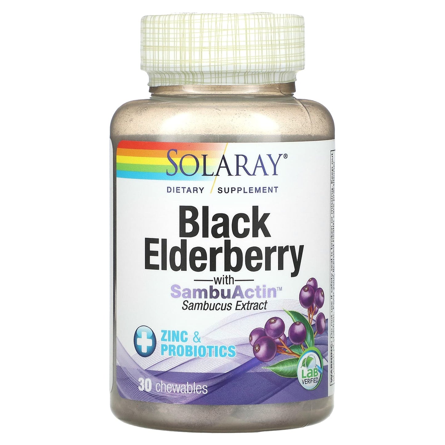Solaray, Black Elderberry with SambuActin, 30 Chewables - Image 1