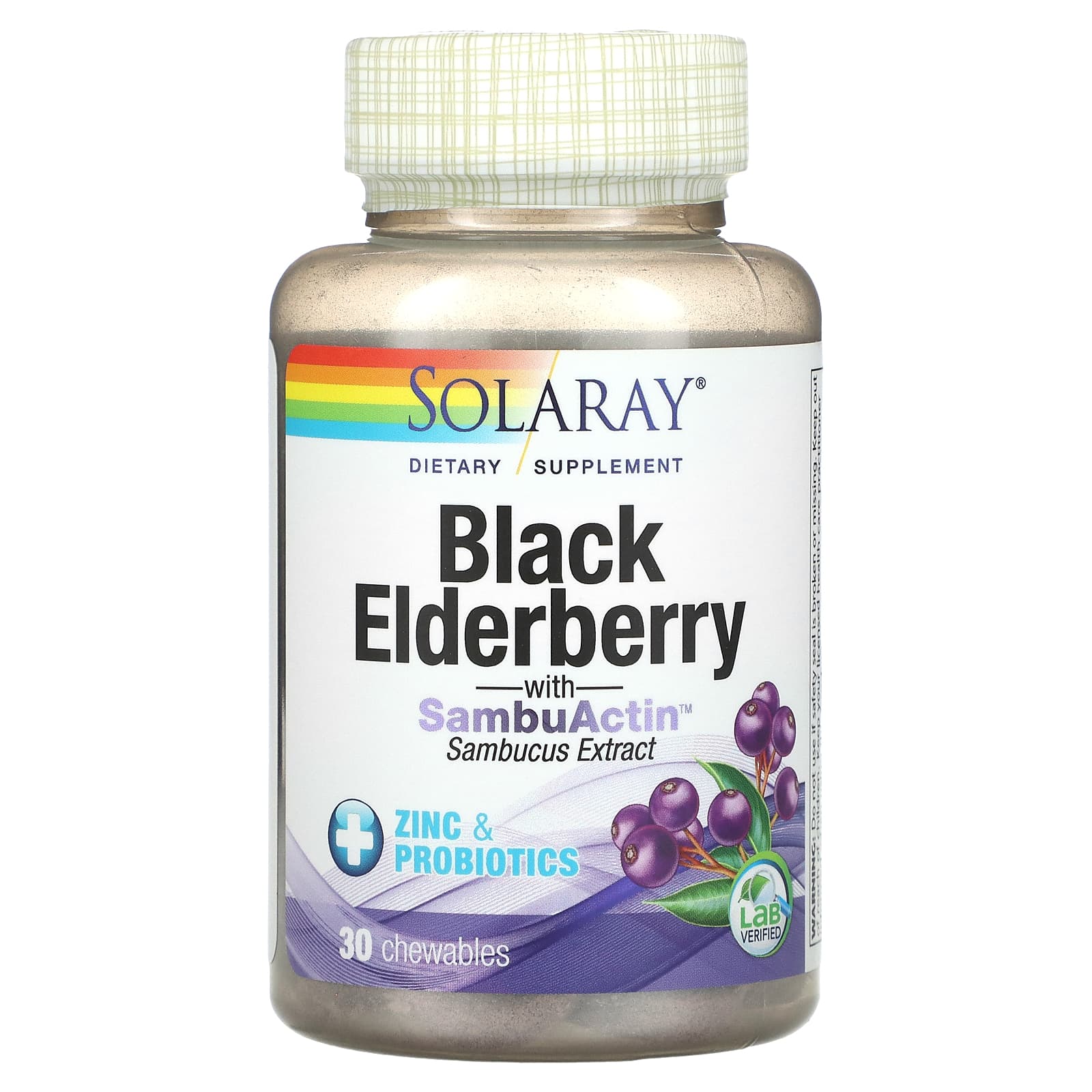 Solaray, Black Elderberry with SambuActin, 30 Chewables - Image 1