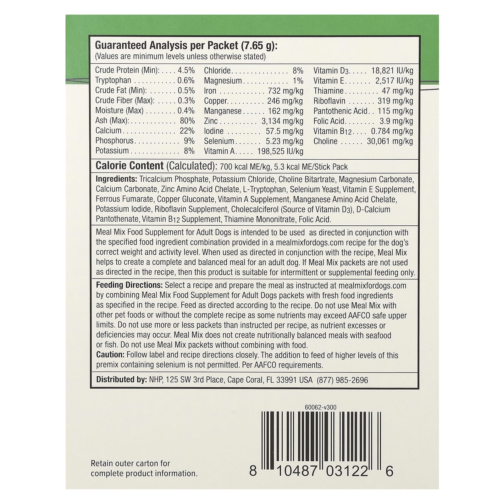 Dr. Mercola, Meal Mix, Food Supplement, For Adult Dogs, 30 Packets, 0.26 oz (7.65 g) Each