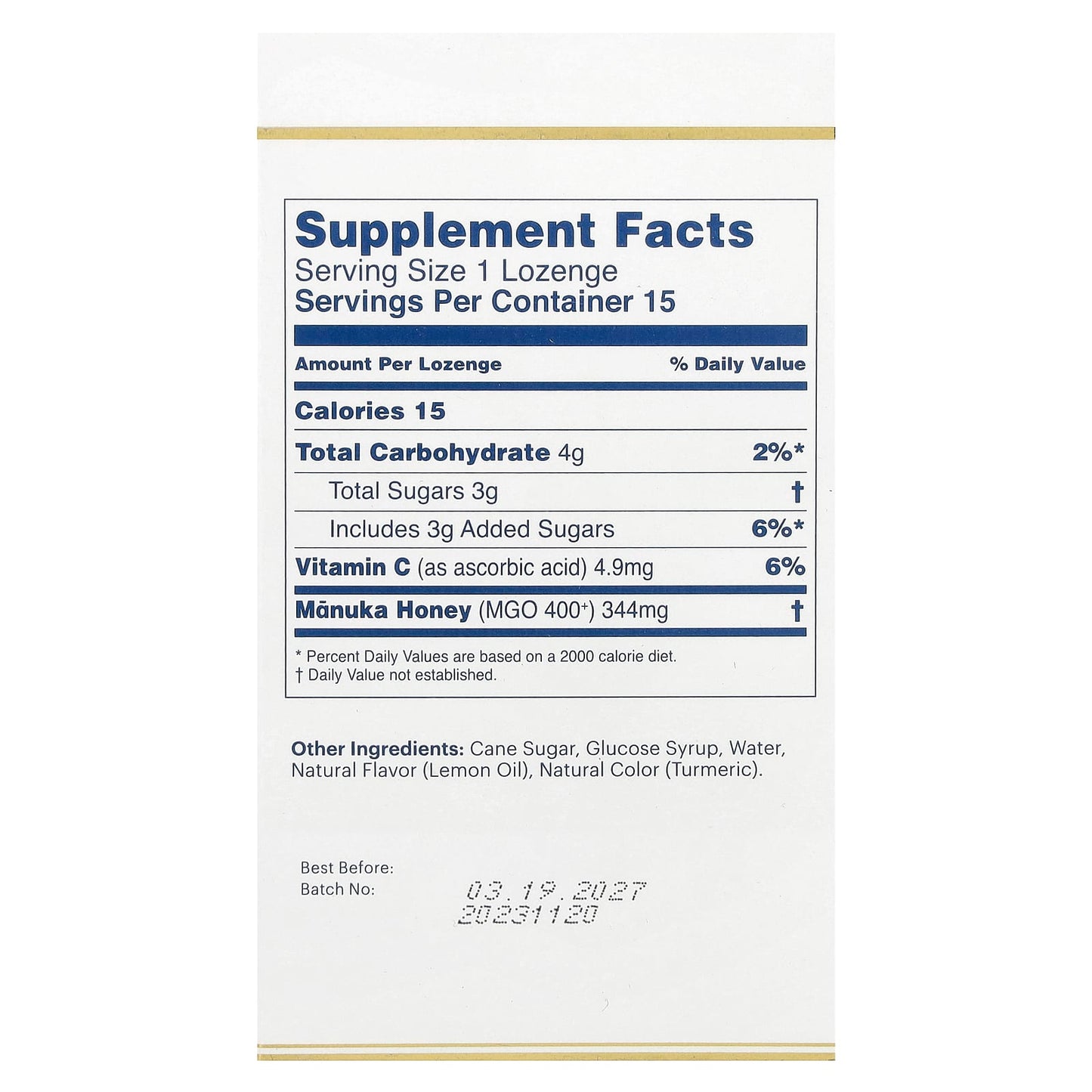 Manuka Health, Manuka Honey Lozenges, Natural Lemon, MGO 400+, 15 Lozenges - Image 2