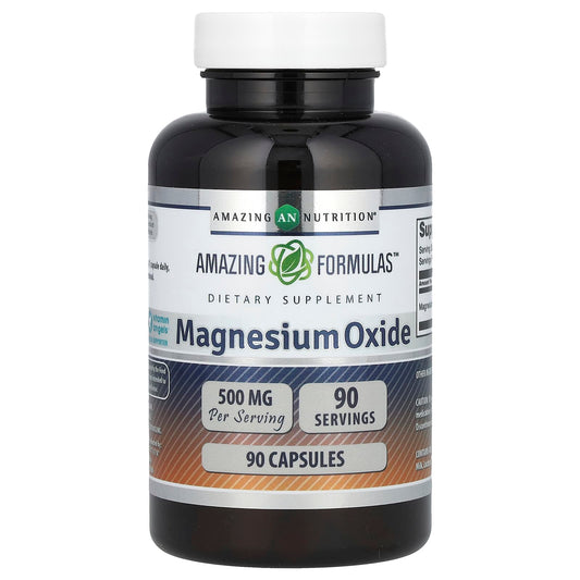Magnesium Oxide Supplement - 500mg, 90 Capsules, Healthy Living - Image 1