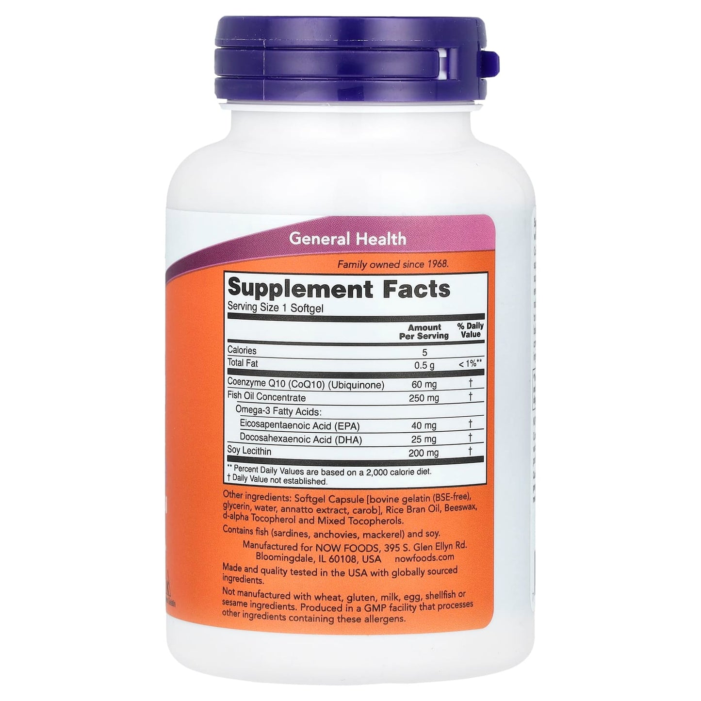 NOW Foods, CoQ10 with Omega-3 Fish Oil, 60 mg, 120 Softgels - Image 2