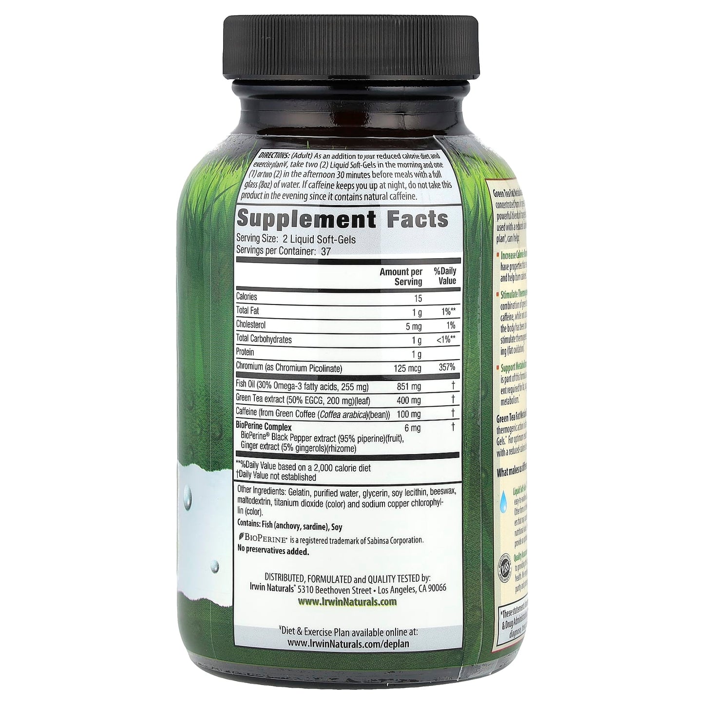 Irwin Naturals, Green Tea Fat Metabolizer, 75 Liquid Soft-Gels