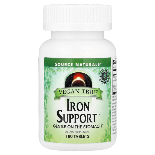 Source Naturals, Vegan True®, Iron Support™, 180 Tablets - Image 1