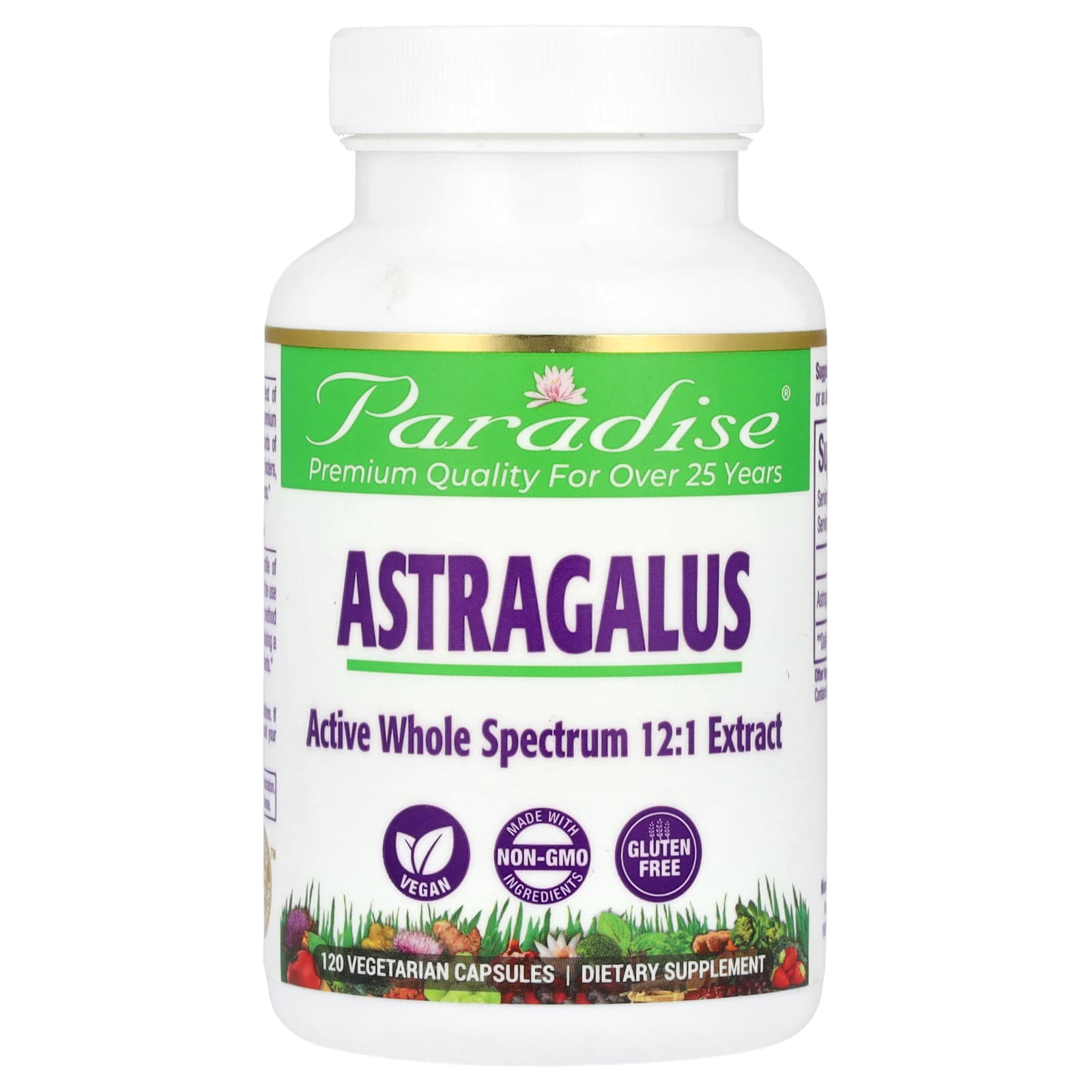 Paradise Herbs, Astragalus, 120 Vegetarian Capsules (250 mg per Capsule) - Image 1