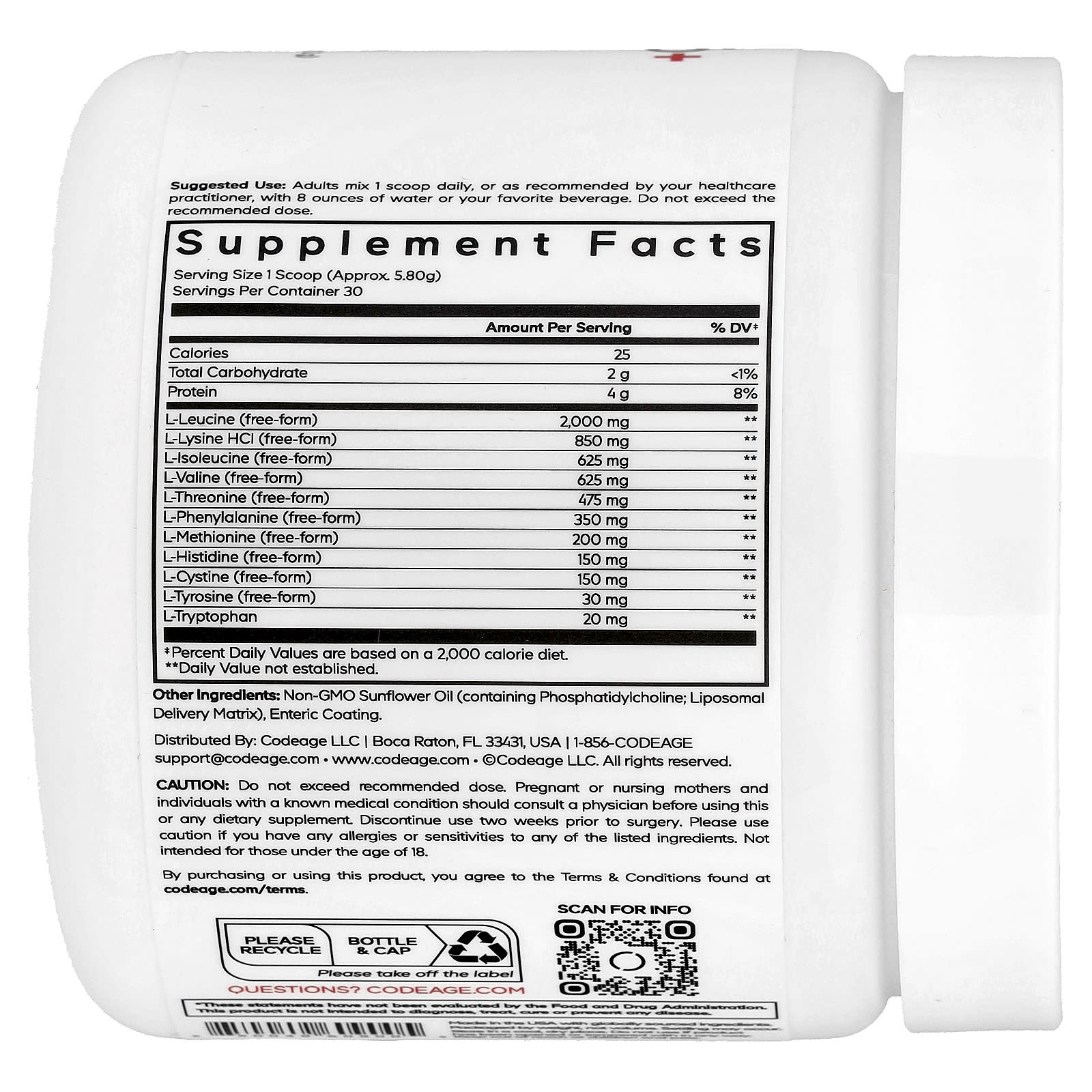 <strong>Codeage Liposomal Multi Amino+ Powder</strong> - Essential Amino Acids Supplement with Liposomal Delivery - Image 2