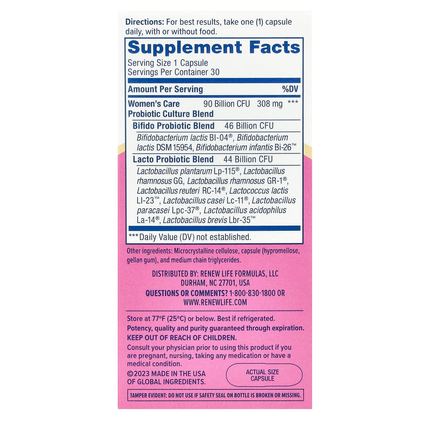 Renew Life, Women's Wellness, Women's Care Probiotic, 90 Billion CFU, 30 Vegetarian Capsules - Image 2