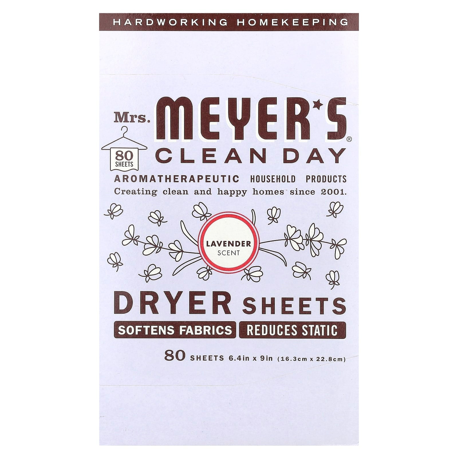 Mrs. Meyers Clean Day, Dryer Sheets, Lavender, 80 Sheets - Image 1