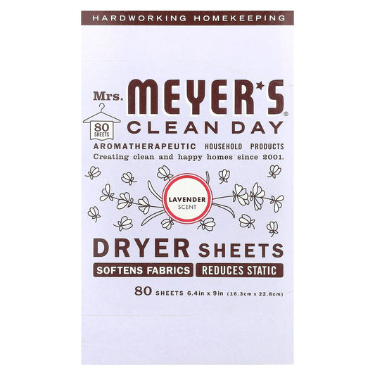 Mrs. Meyers Clean Day, Dryer Sheets, Lavender, 80 Sheets - Image 1