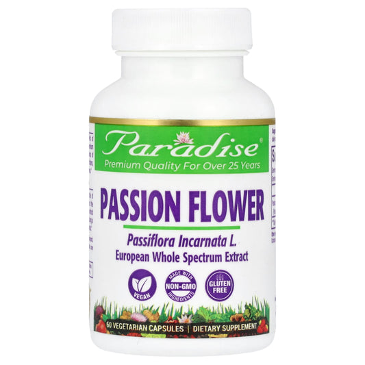 Paradise Herbs, Passion Flower, 60 Vegetarian Capsules (250 mg per Capsule) - Image 1