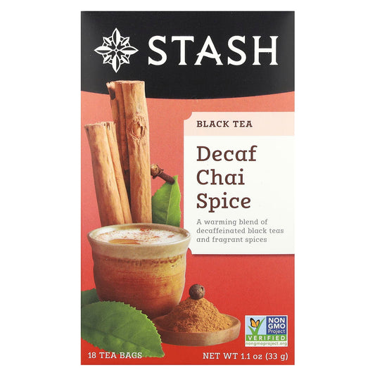 Stash Tea, Black Tea, Decaf Chai Spice, 18 Tea Bags, 1.1 oz (33 g) - Image 1