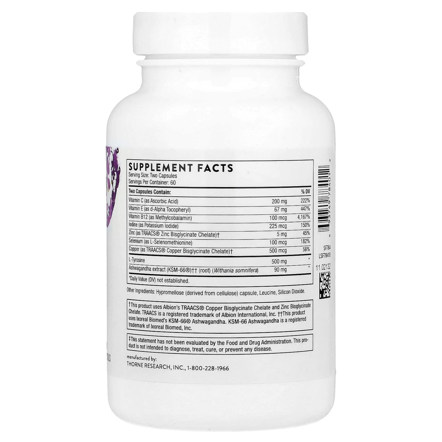Thorne, Thyrocsin™, Thyroid Cofactors, 120 Capsules - Image 2