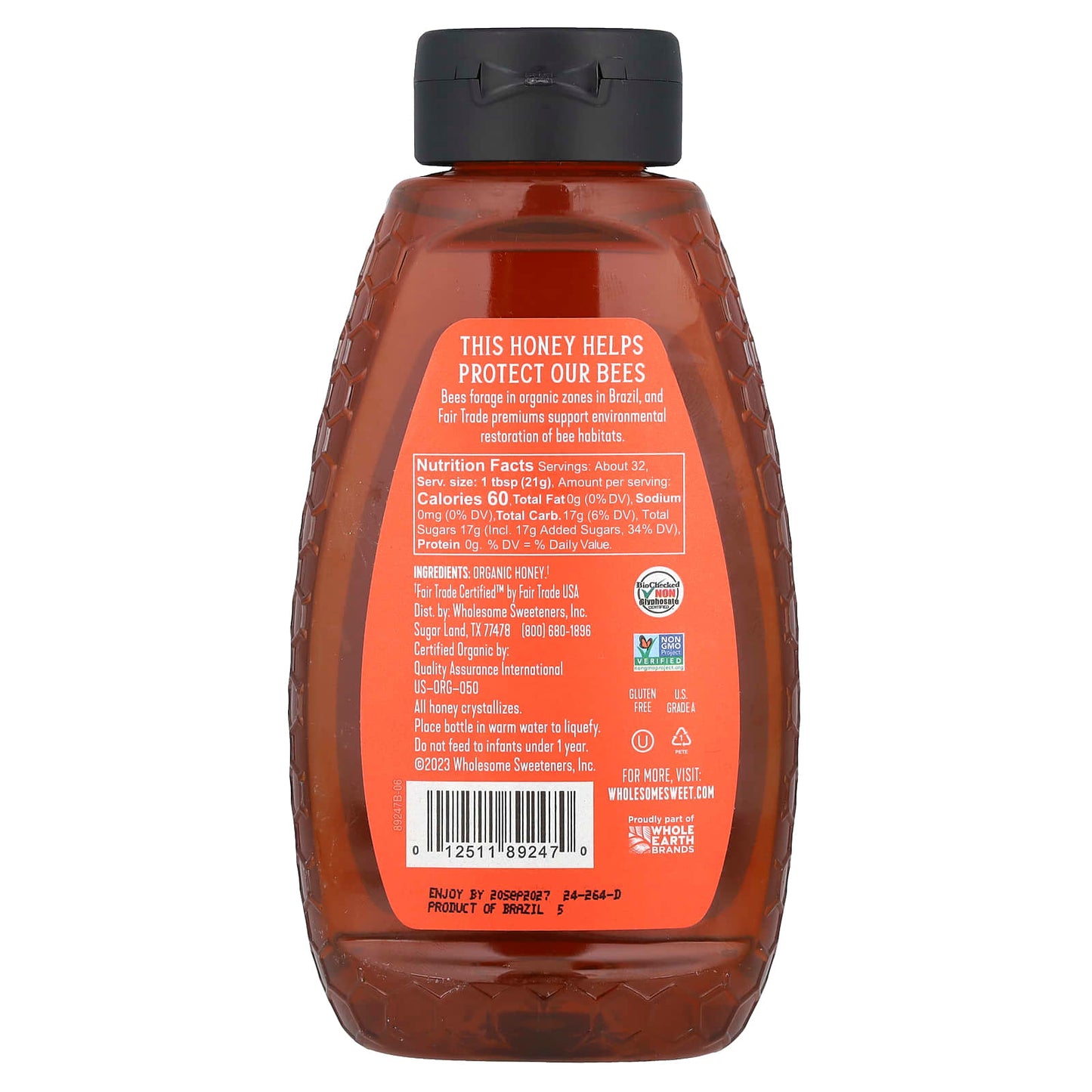 Wholesome Sweeteners, Fair Trade Organic Honey, 24 oz (680 g) - Image 2