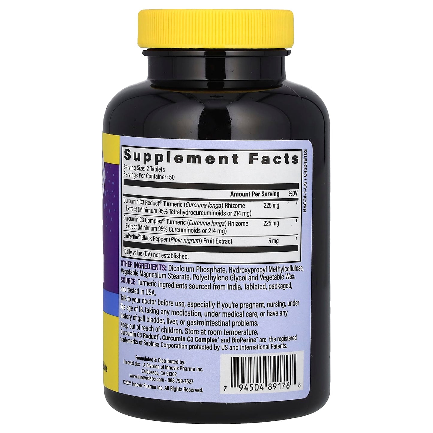 InnovixLabs Turmeric Curcumin with 100 Time Release Tablets - Image 2