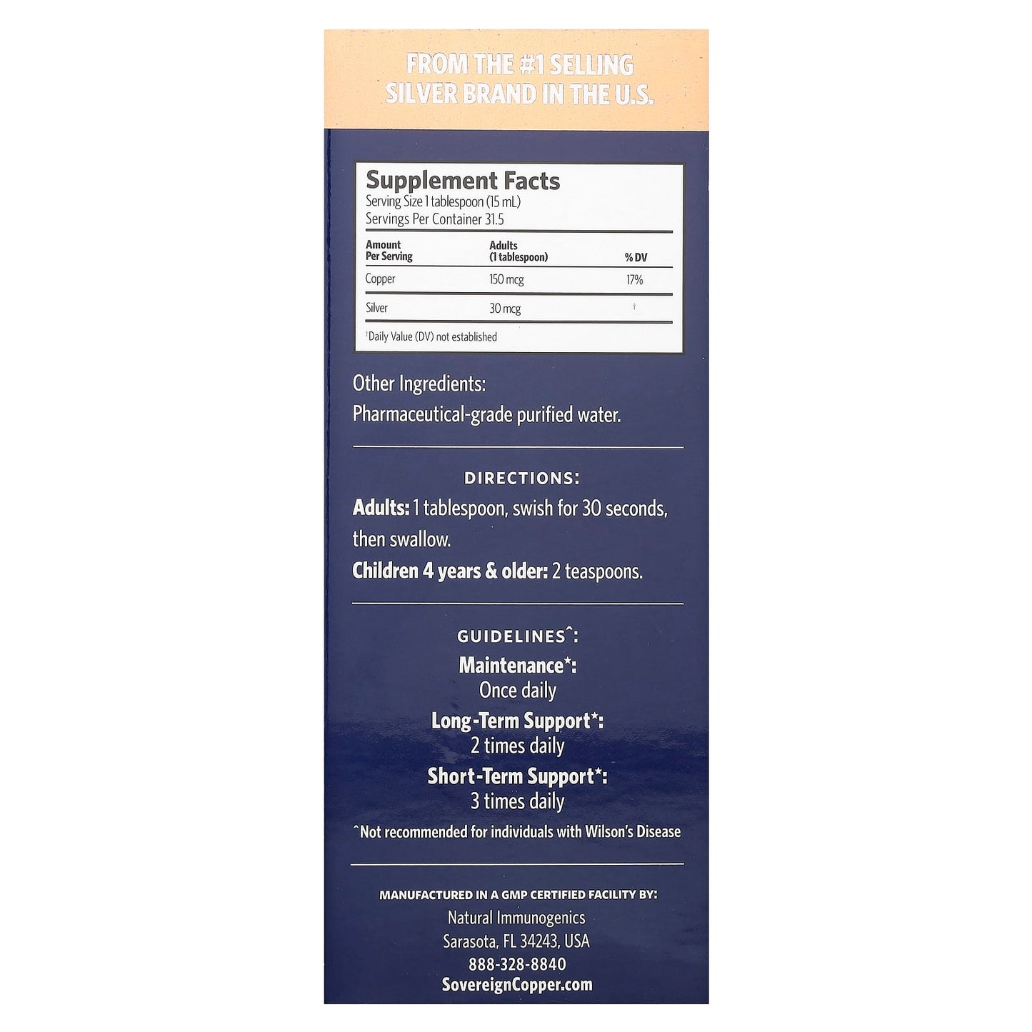 Sovereign Silver, Bio-Active Copper Hydrosol™, 10 PPM, 16 fl oz (473 ml) - Image 2