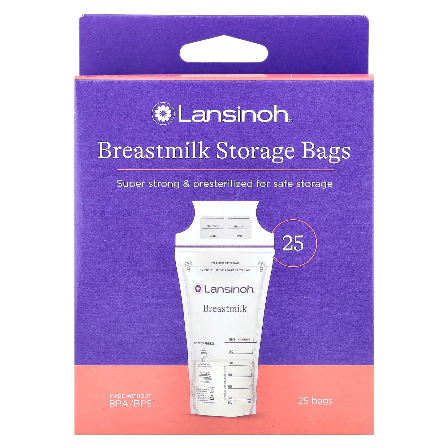 Lansinoh, Breastmilk Storage Bags, 25 Pre-Sterilized Bags - Image 1
