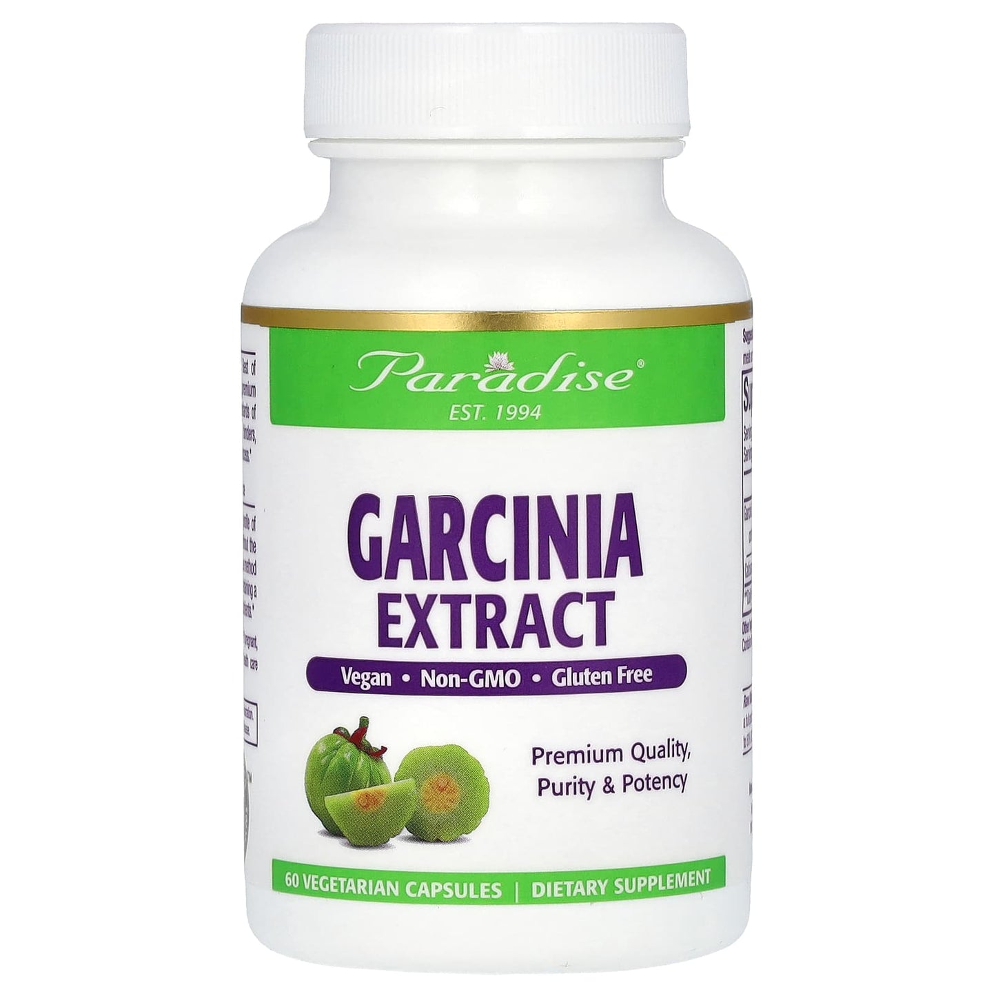 Paradise Herbs, Garcinia Extract, 500 mg, 60 Vegetarian Capsules - Image 1