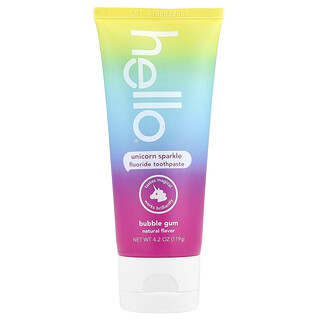 Hello, Kids, Fluoride Toothpaste, Unicorn Sparkle, Ages 2+, Bubble Gum, 4.2 oz (