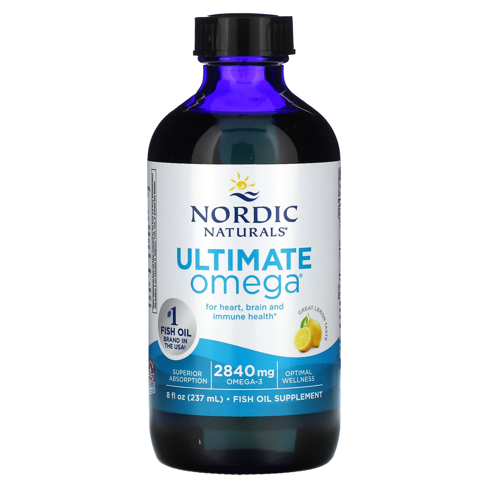 Nordic Naturals, Ultimate Omega, Lemon, 2,840 mg, 8 fl oz (237 ml) - Image 1