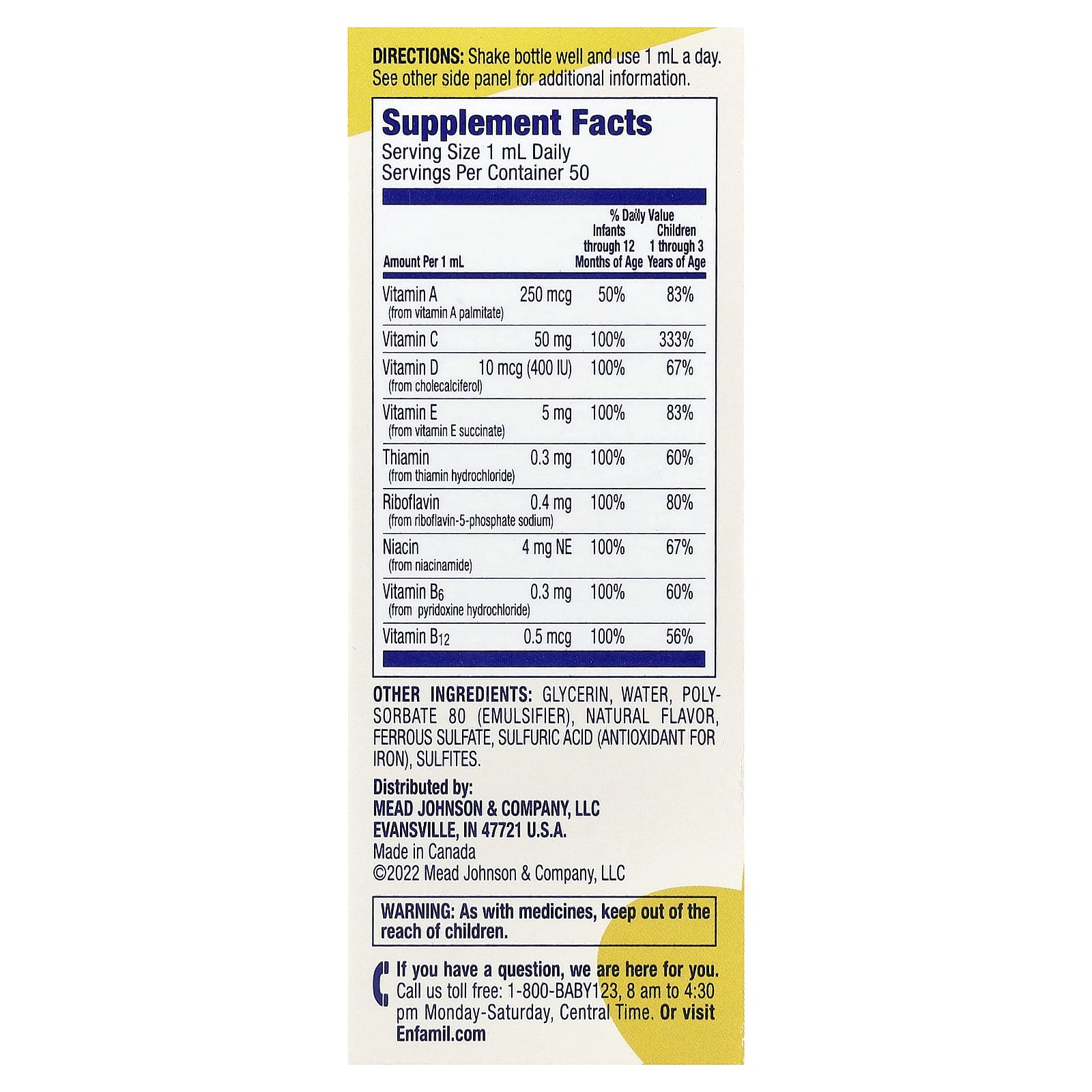 Enfamil Tri Vi Sol Liquid Vitamins A C D Supplement for Infants 6-24 Months - Image 2