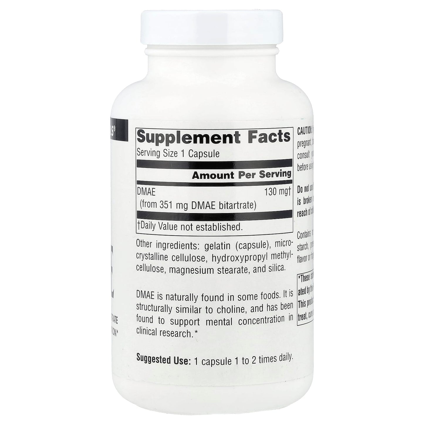Source Naturals, DMAE, 351 mg, 200 Capsules - Image 2