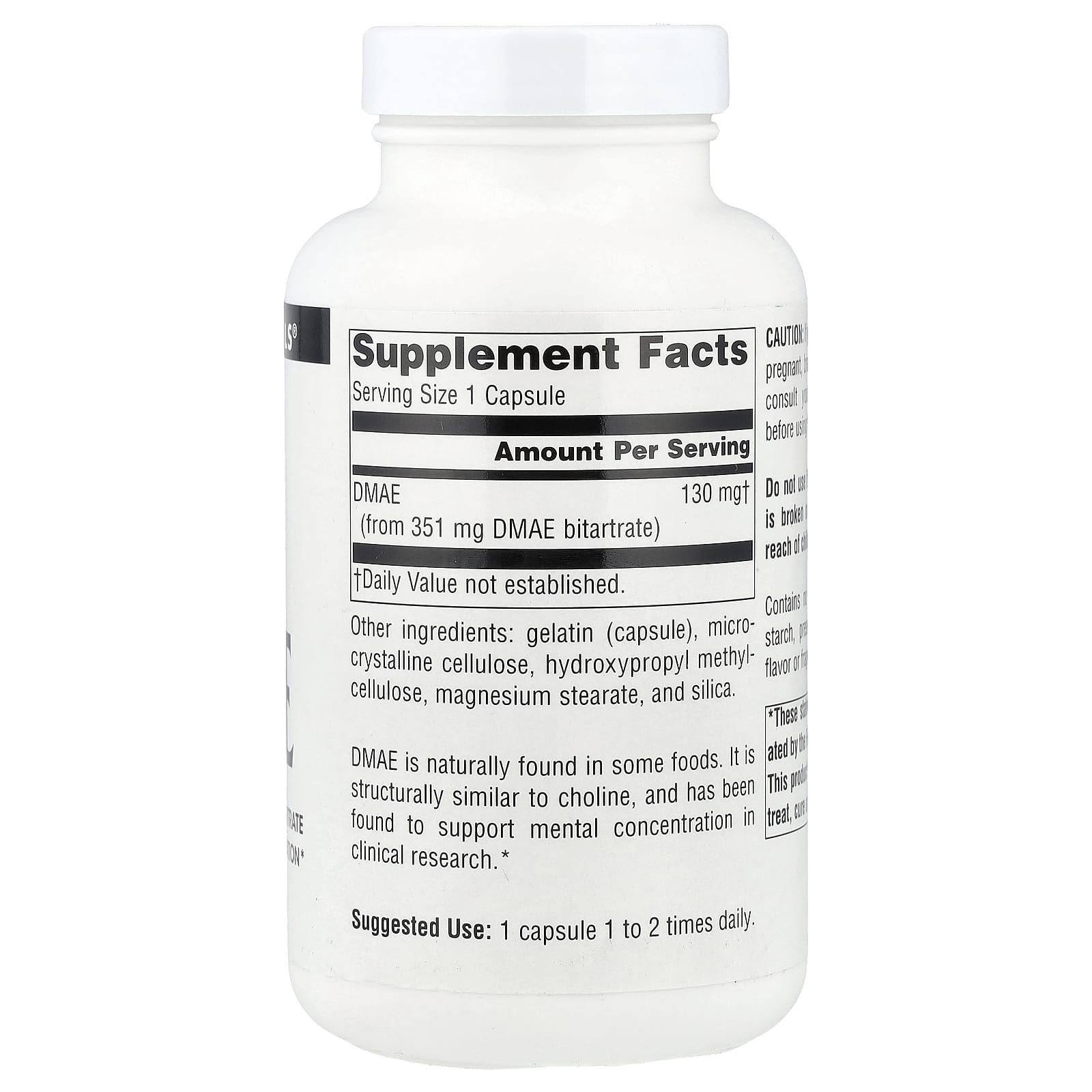 Source Naturals, DMAE, 351 mg, 200 Capsules - Image 2