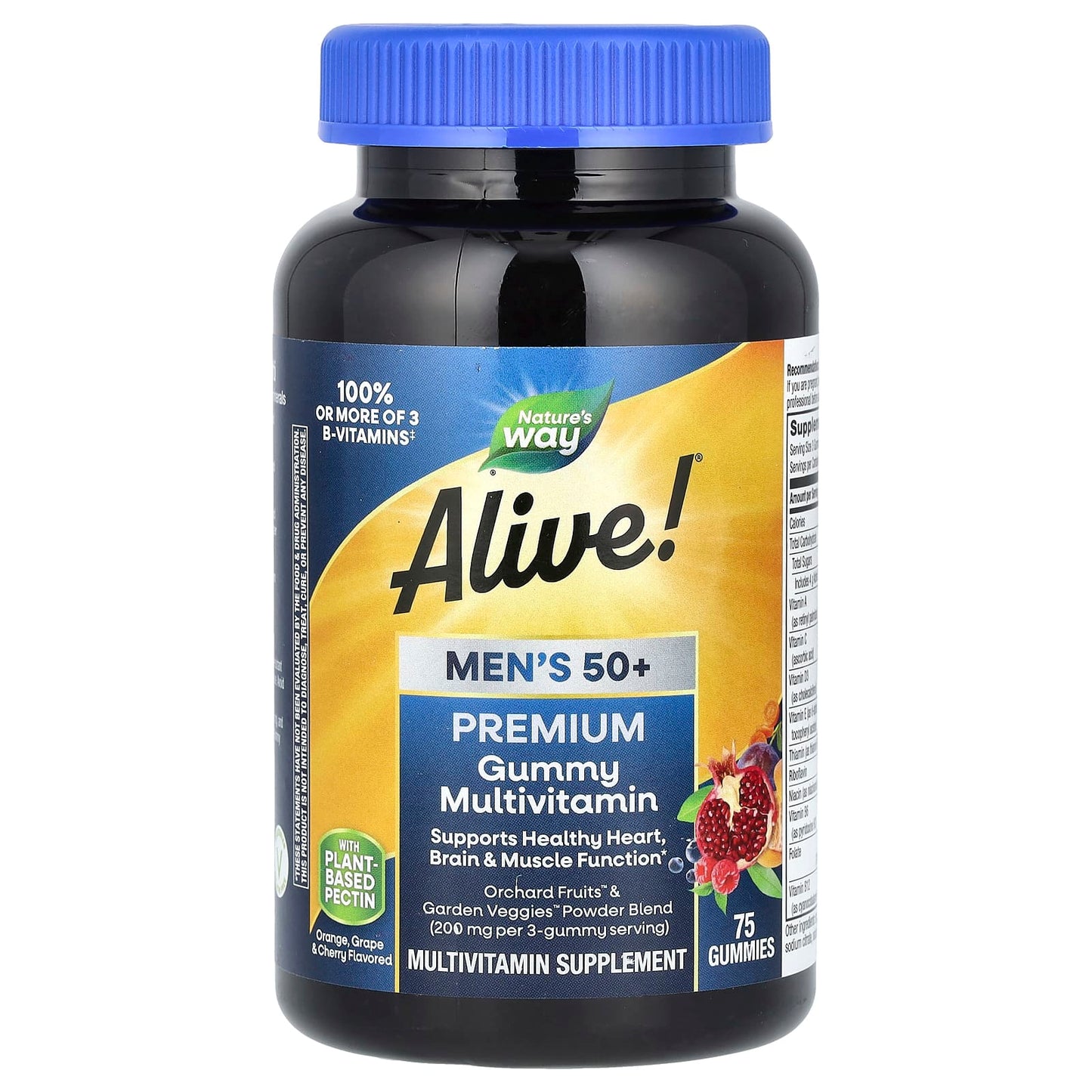Nature's Way, Alive!® Men's 50+ Premium Gummy Multivitamin, Orange, Grape & Cherry, 75 Gummies - Image 1