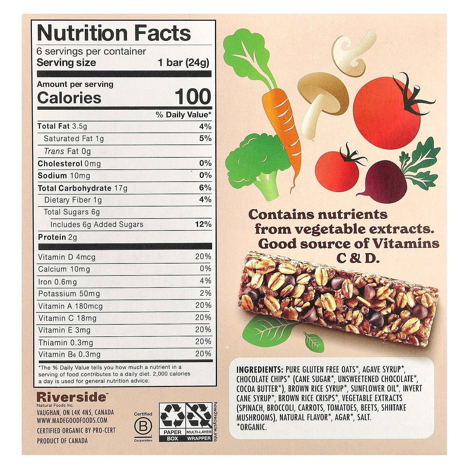 MadeGood, Granola Bars, Chocolate Chip, 6 Bars, 0.85 oz (24 g) Each - Image 2