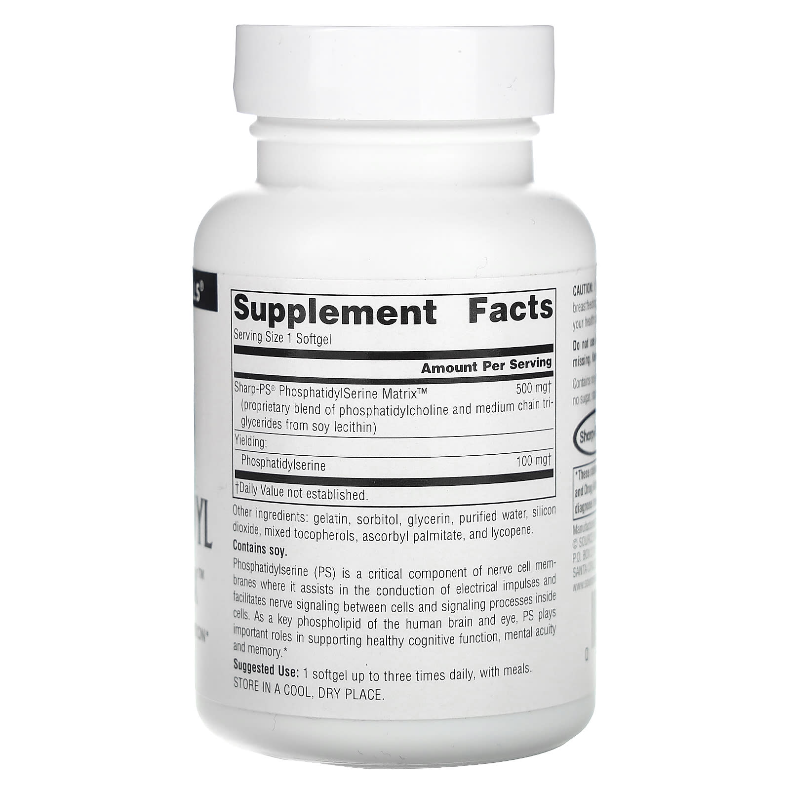 Source Naturals, Phosphatidyl Serine Matrix, 500 mg, 60 Softgels - Image 2