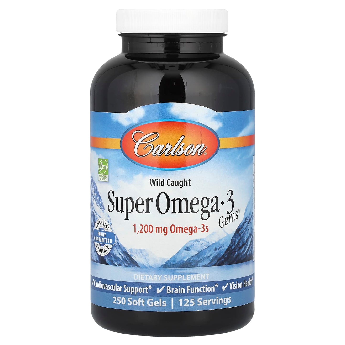 Wild Caught Omega-3 Supplements by Carlson - 250 Soft Gels - Image 1
