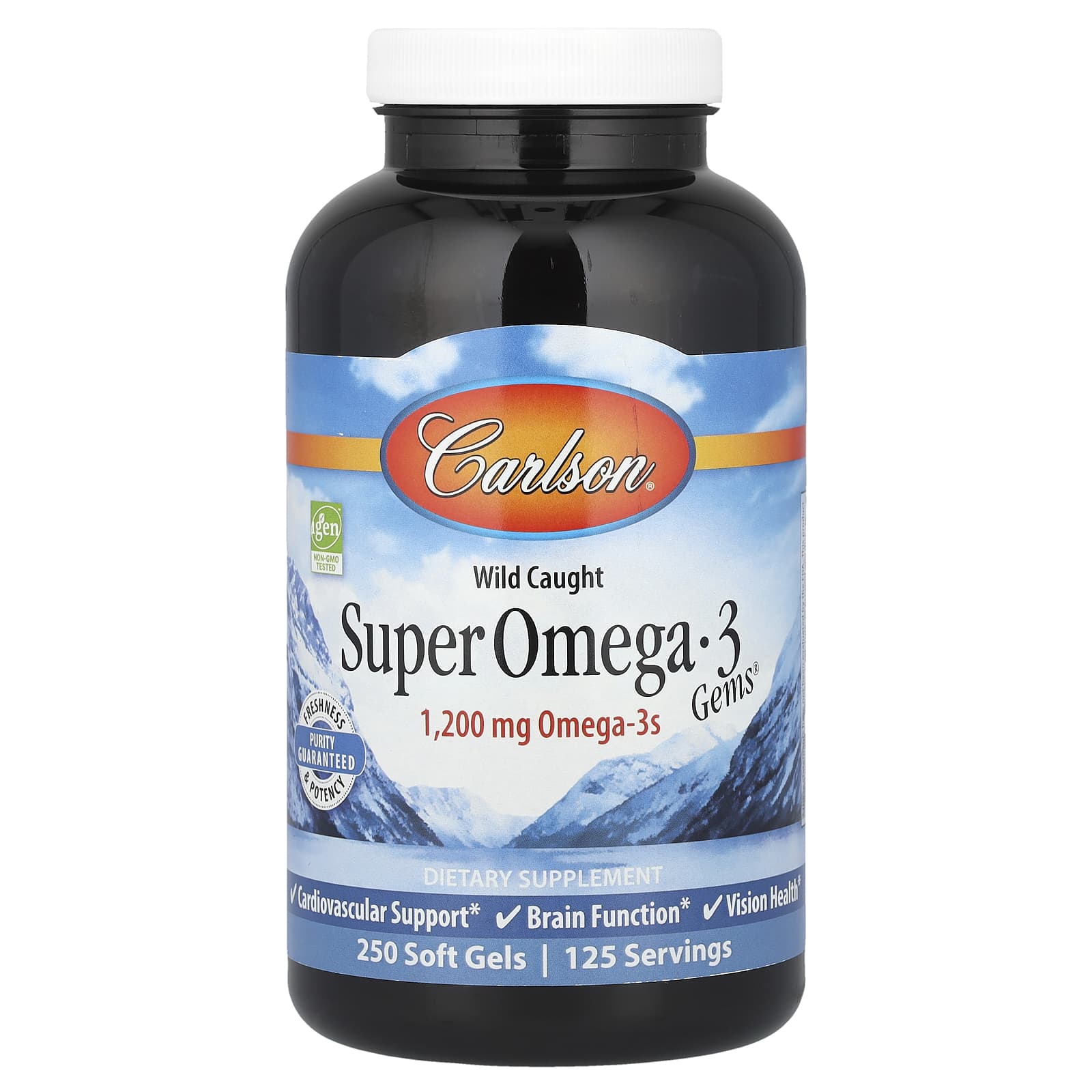 Wild Caught Omega-3 Supplements by Carlson - 250 Soft Gels - Image 1