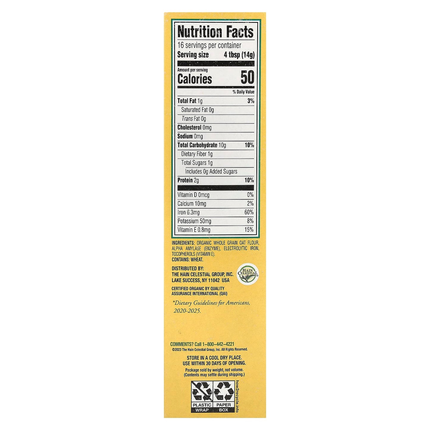 Earth's Best Organic Whole Grain Oatmeal Cereal for Baby, 8 oz (227g) - Image 2