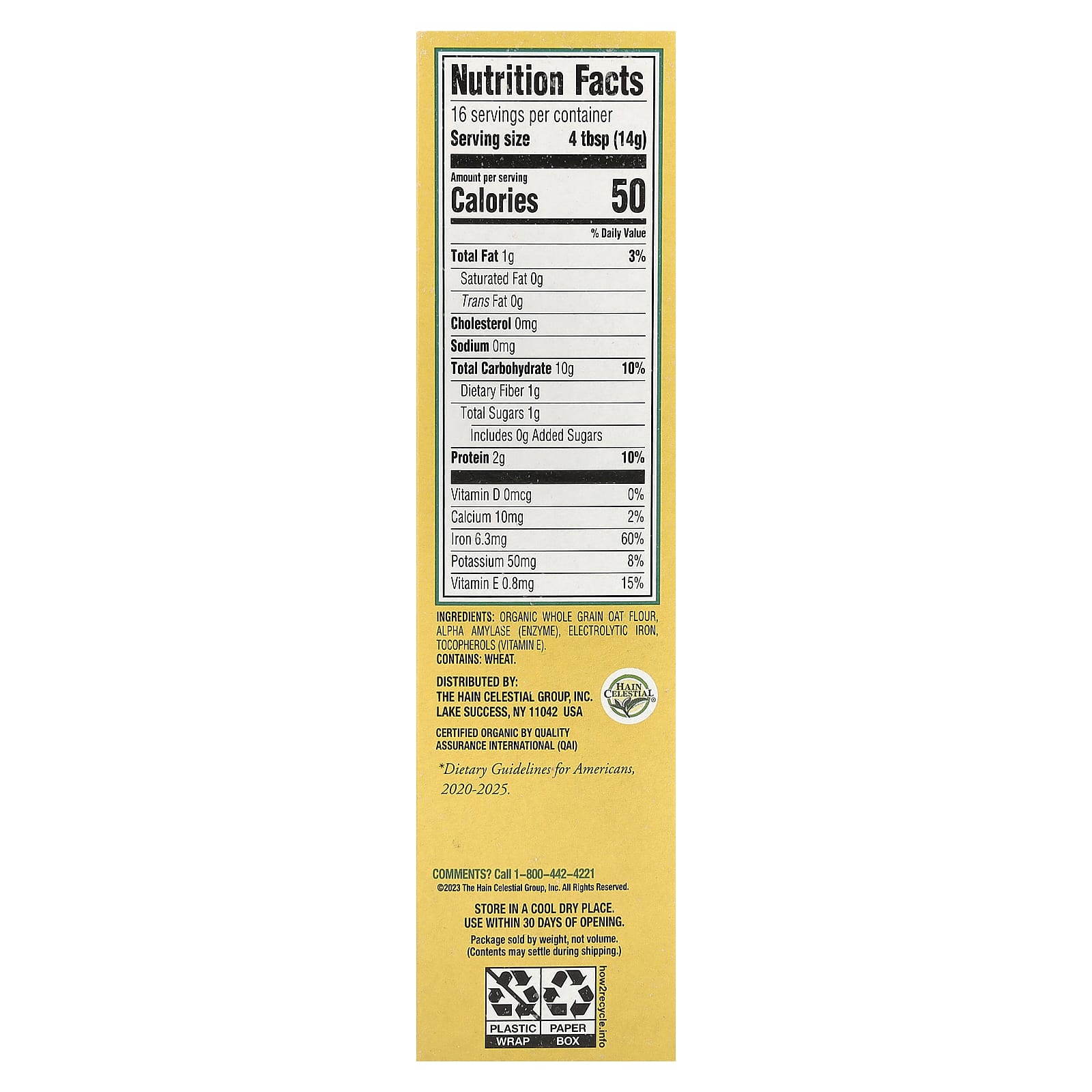 Earth's Best Organic Whole Grain Oatmeal Cereal for Baby, 8 oz (227g) - Image 2
