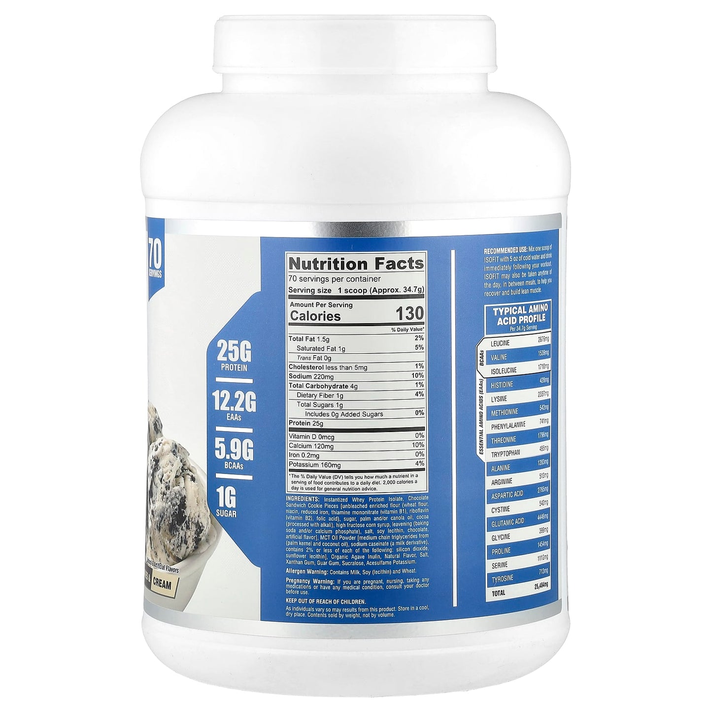 Nutrex Research, IsoFit® Protein, Cookies & Cream, 5 lbs (2,429 g) - Image 2