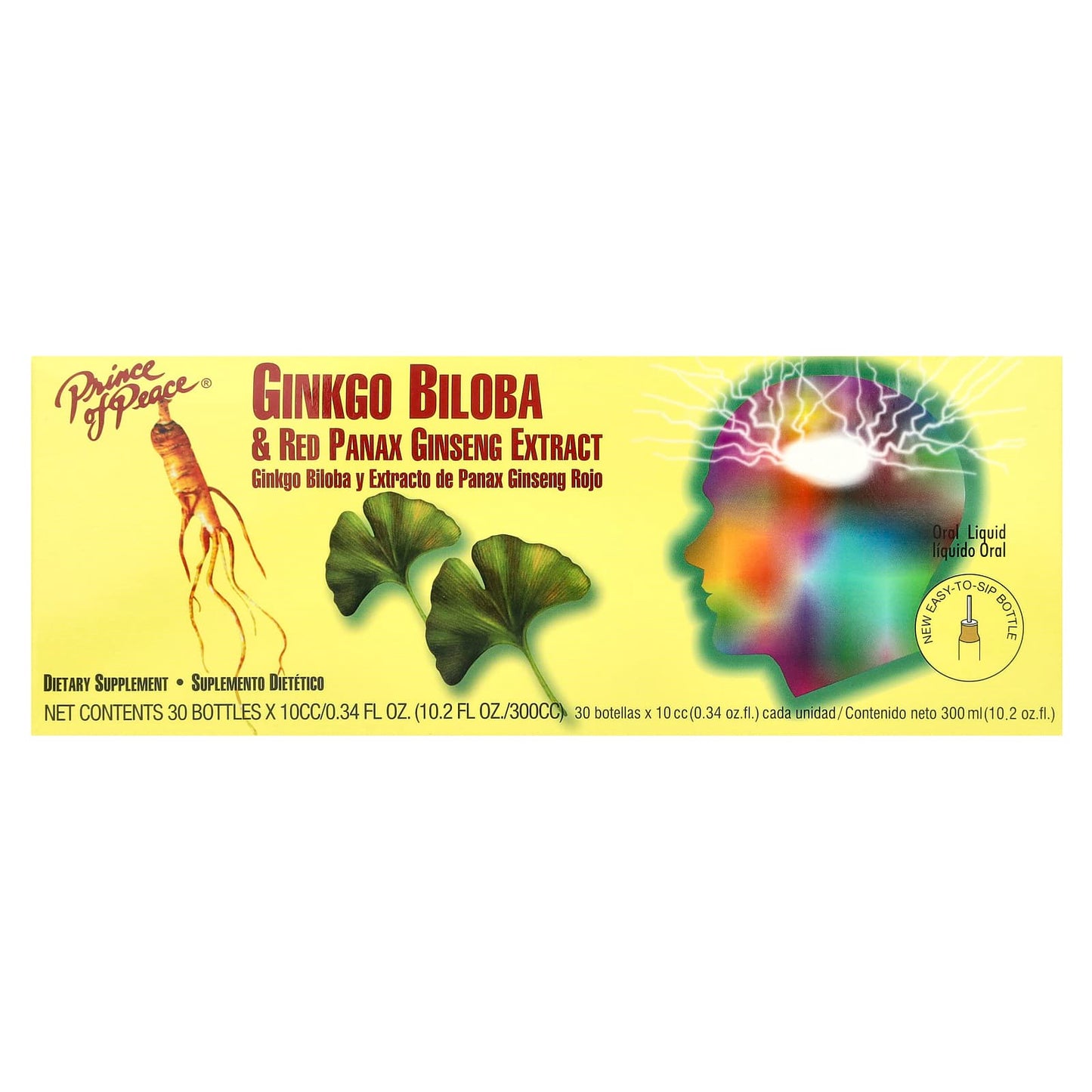 Prince of Peace, Ginkgo Biloba & Red Panax Ginseng Extract, 30 Bottles, 0.34 fl oz Each - Image 1