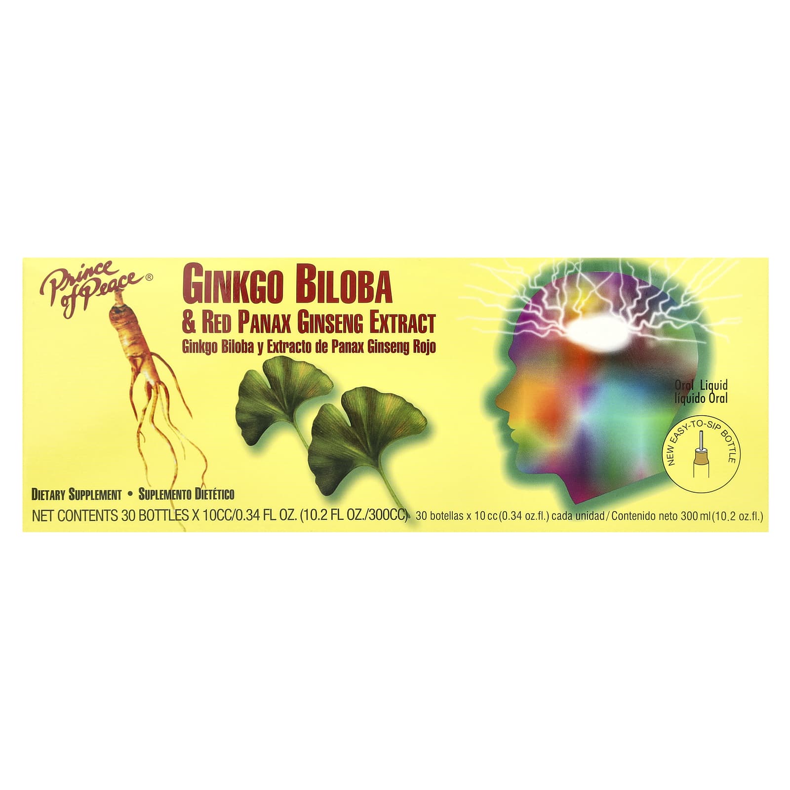 Prince of Peace, Ginkgo Biloba & Red Panax Ginseng Extract, 30 Bottles, 0.34 fl oz Each - Image 1