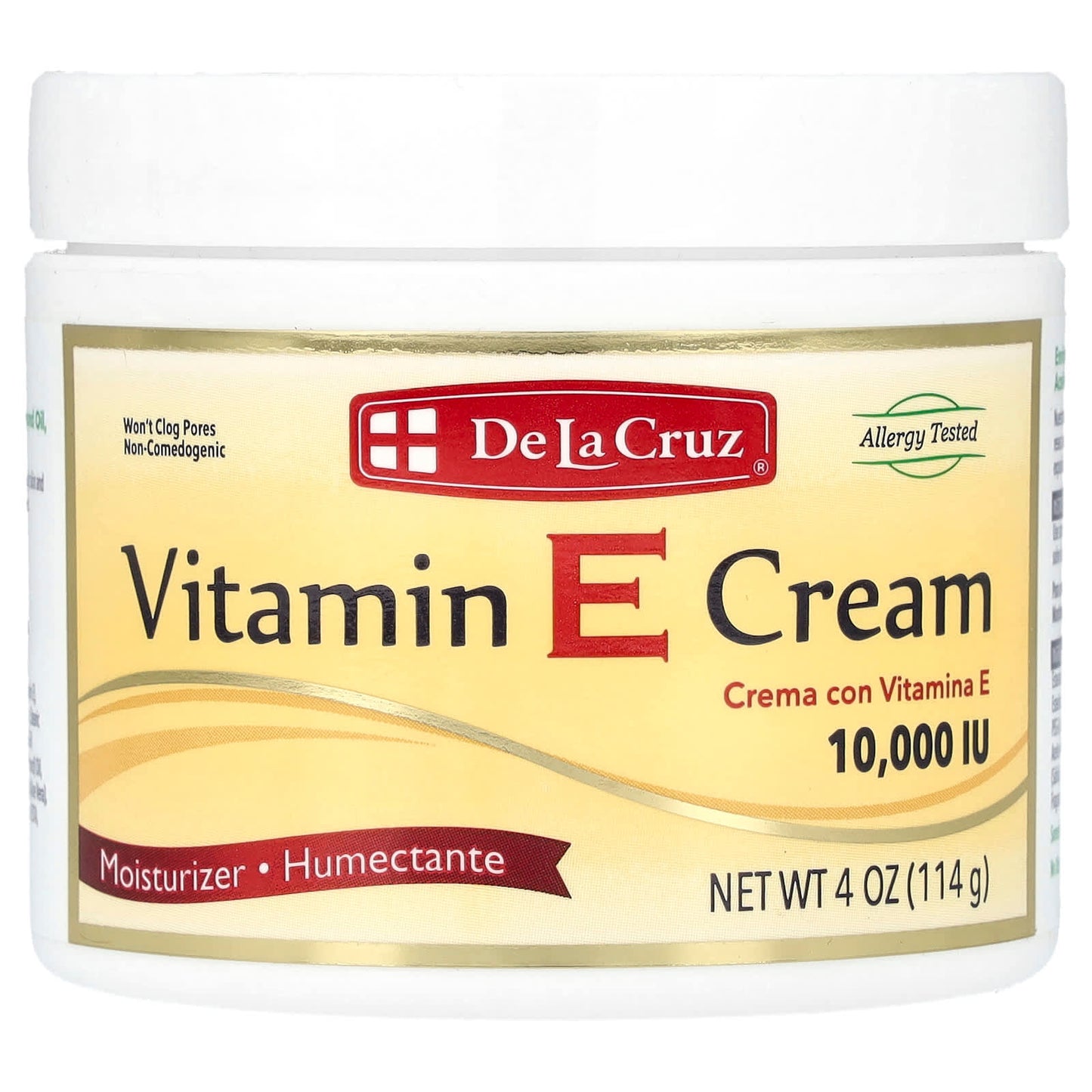 De La Cruz Vitamin E Moisturizer Cream, 10,000 IU Anti-Aging Skin Care - Image 1