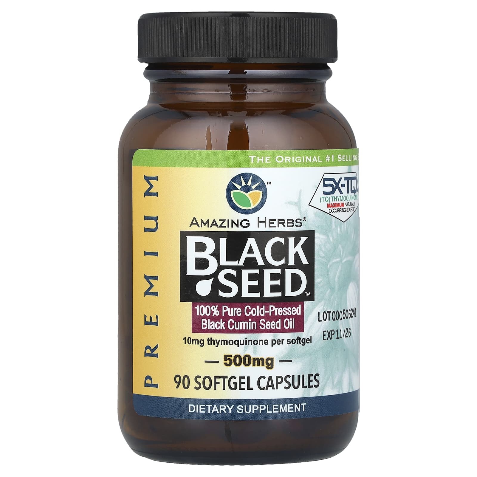 Black Seed Oil 90 Softgel Capsules - Amazing Herbs - Image 1