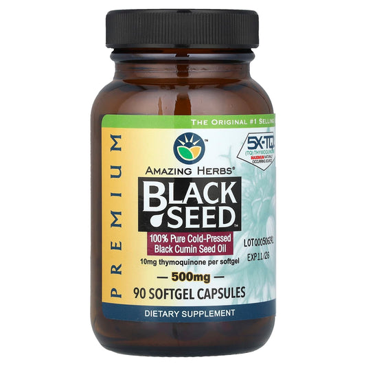 Black Seed Oil 90 Softgel Capsules - Amazing Herbs - Image 1