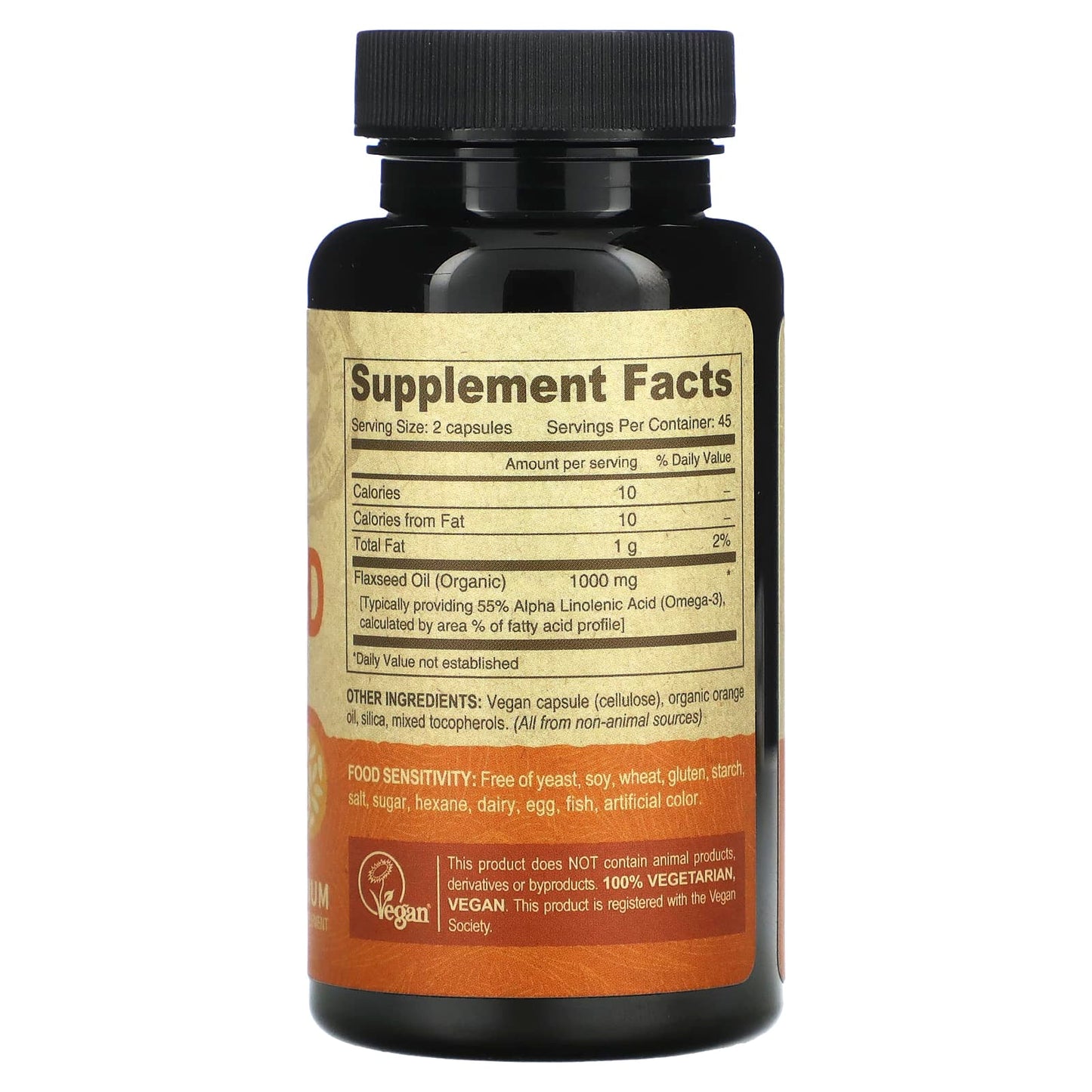 Vegan Flaxseed Oil Supplement for Omega-3 - 90 Caps 500mg - Image 2