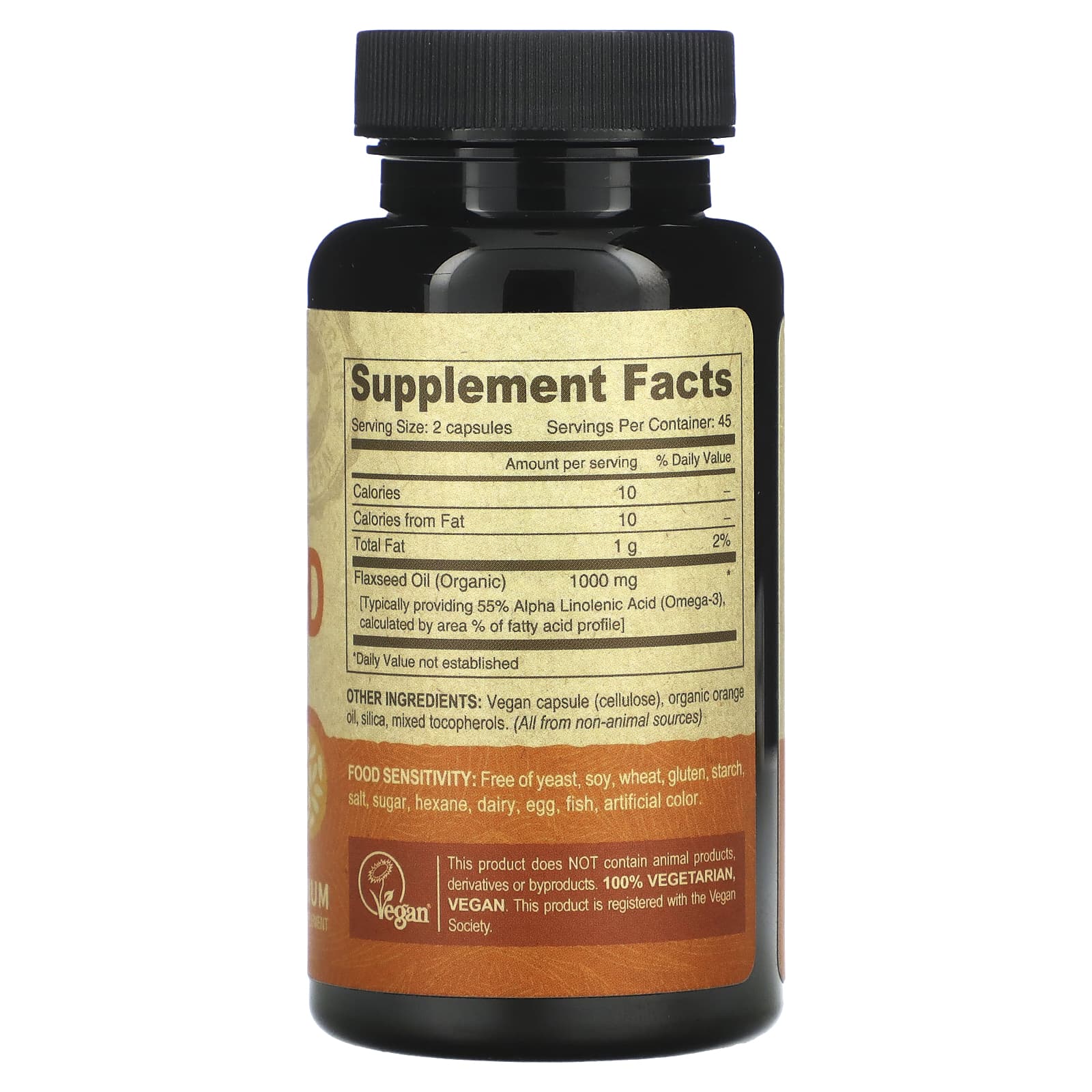 Vegan Flaxseed Oil Supplement for Omega-3 - 90 Caps 500mg - Image 2