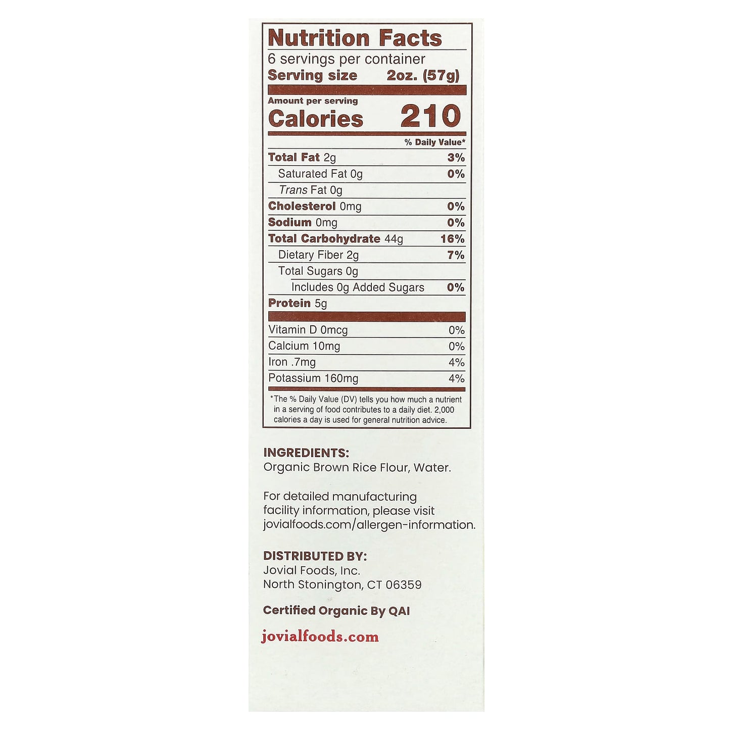 Brown Rice Pasta - Jovial's Organic Fusilli, Gluten-Free & Non GMO - Image 2