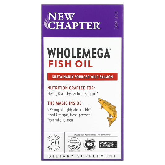 New Chapter, Wholemega Fish Oil, 180 Softgels - Image 1
