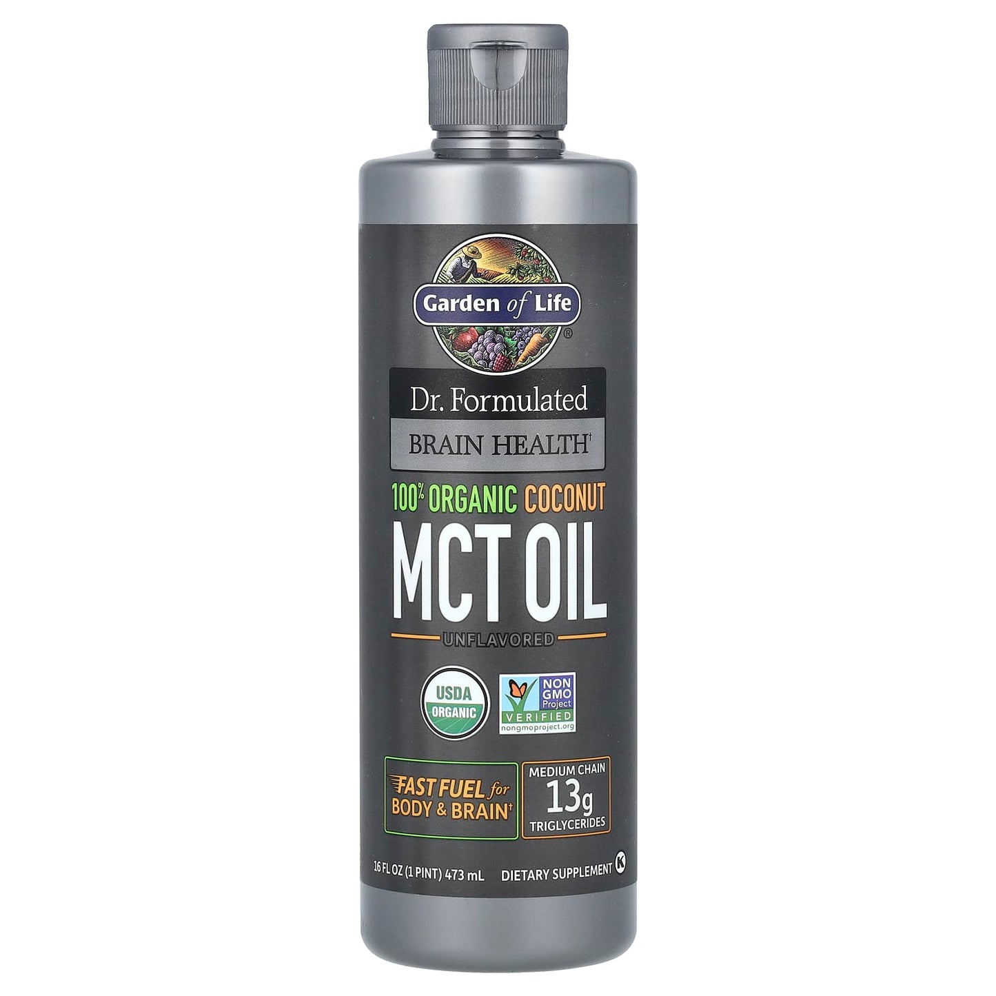 Garden of Life Dr. Formulated USDA Organic Coconut MCT Oil Brain Health - Image 1