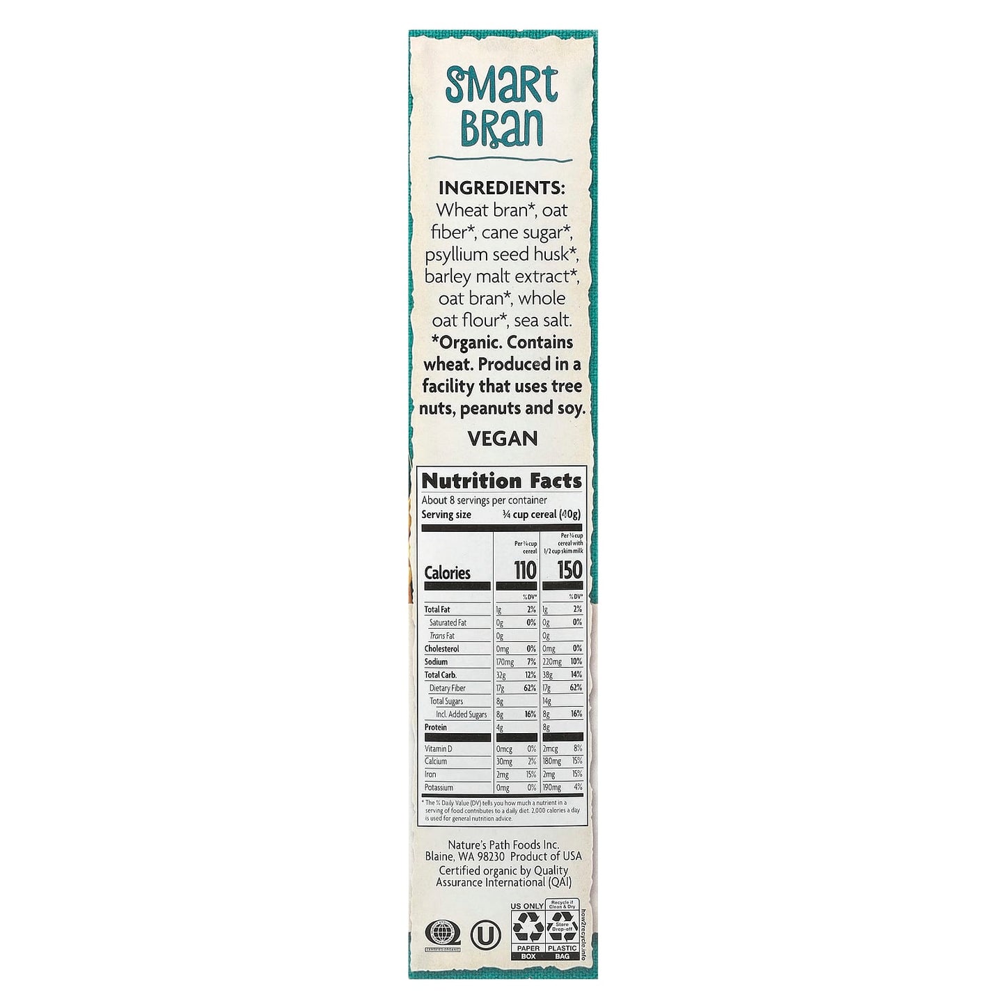Nature's Path, Organic Smart Bran Cereal, 10.6 oz (300 g) - Image 2